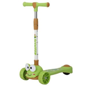 Wholesale cartoon frog shape children's scooter light music one key folding,C1003